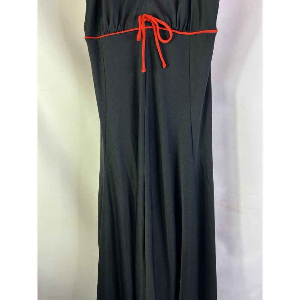 Vintage 70s Whimsigoth Vamp Bias Slip Dress Black Red USA Medium - Picture 3 of 8